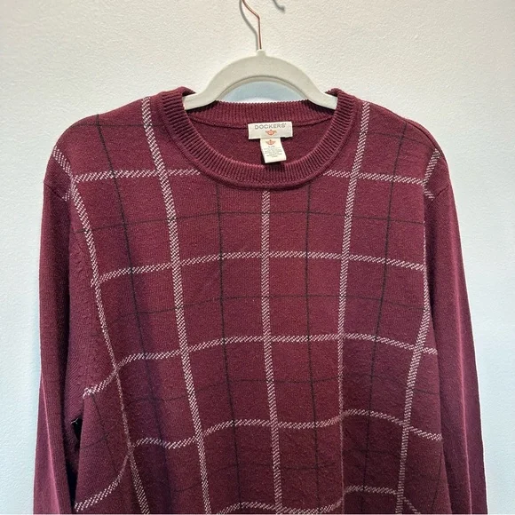 Dockers Men’s Size Large Comfort Touch Easy Care Burgundy Pullover Sweater - Picture 4 of 10